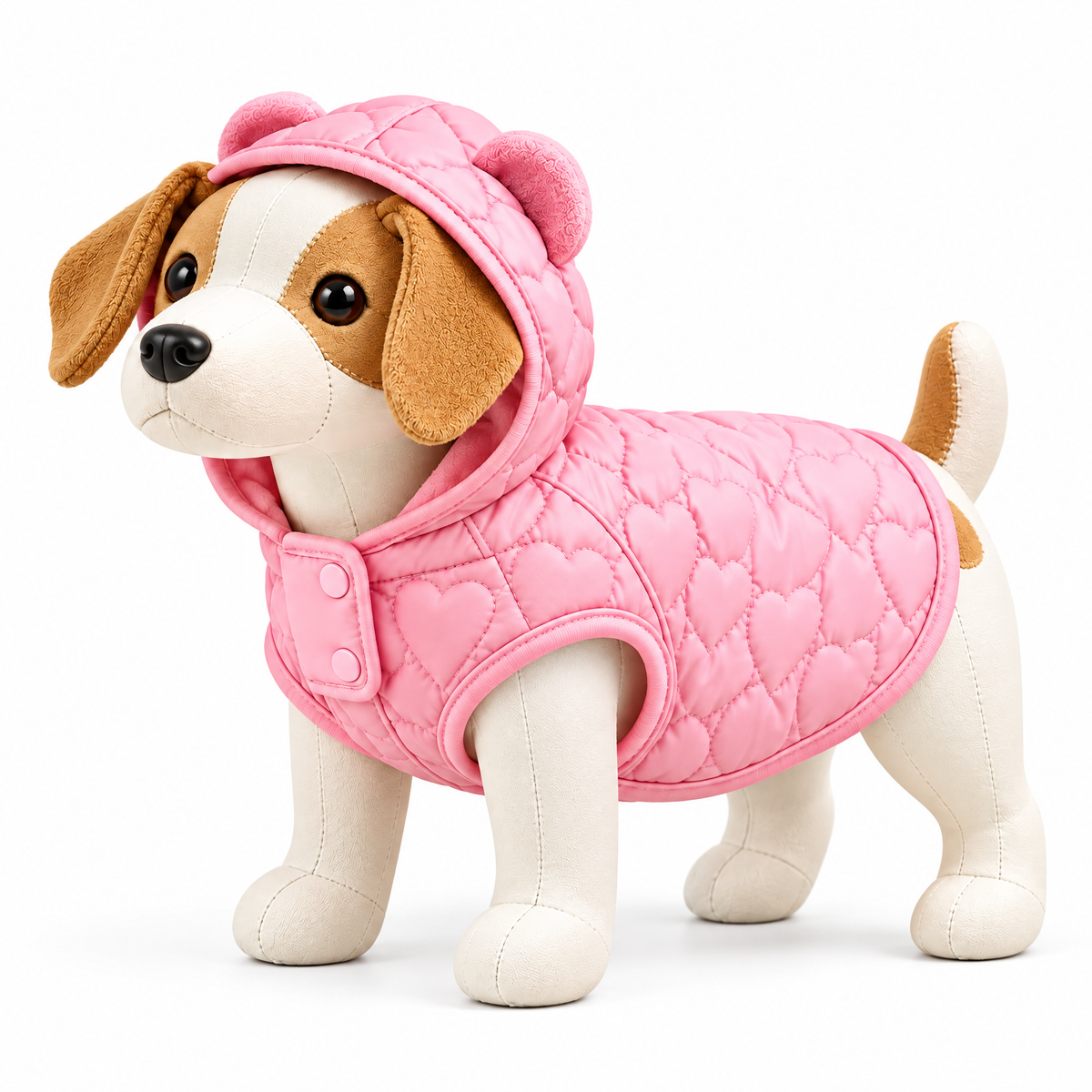 Pink Quilted Hooded Dog Jacket