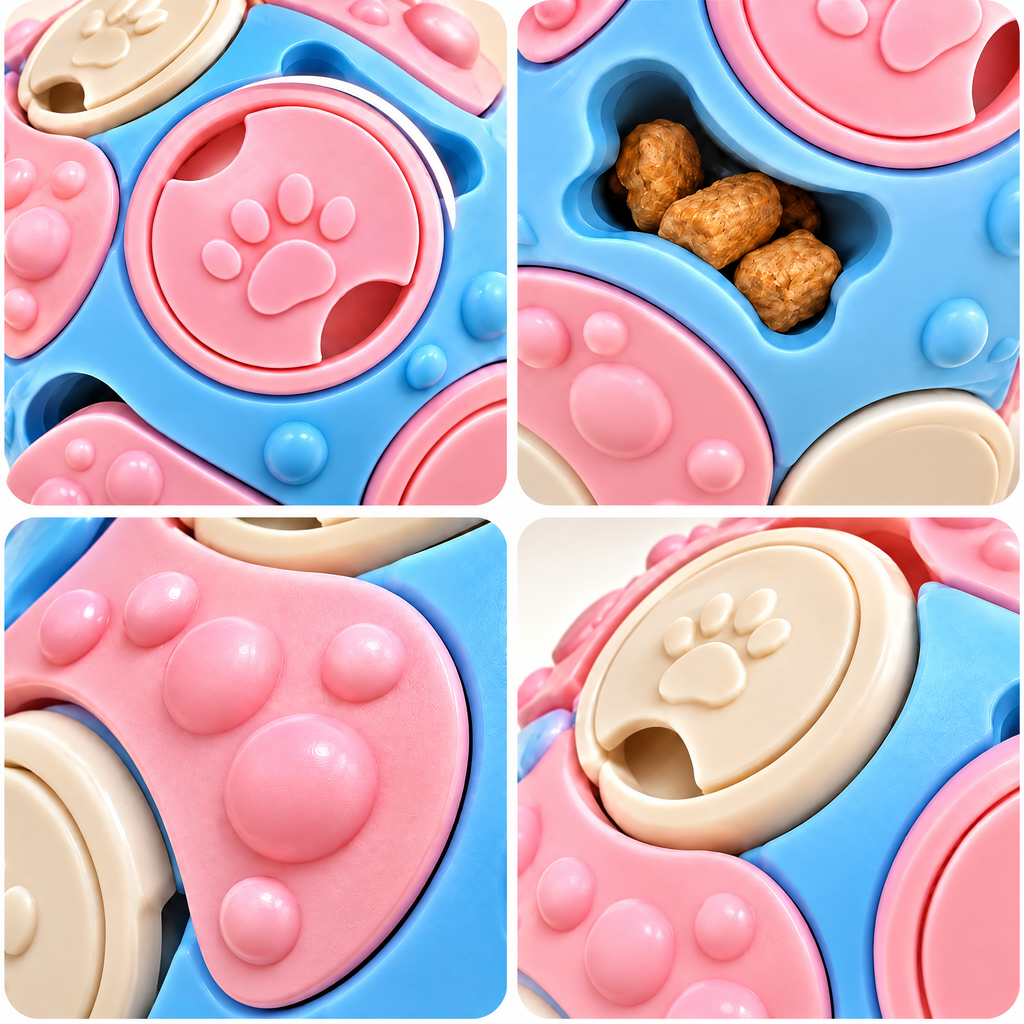 Pink and Blue Paw-Print Pet Ball