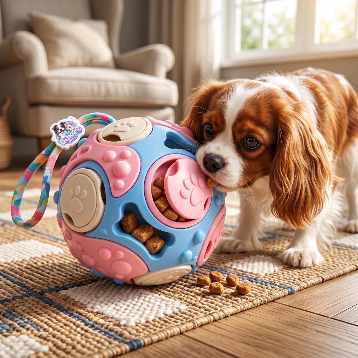 Pink and Blue Paw-Print Pet Ball