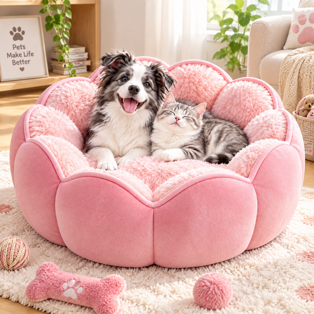 Pink Flower Pet Bed