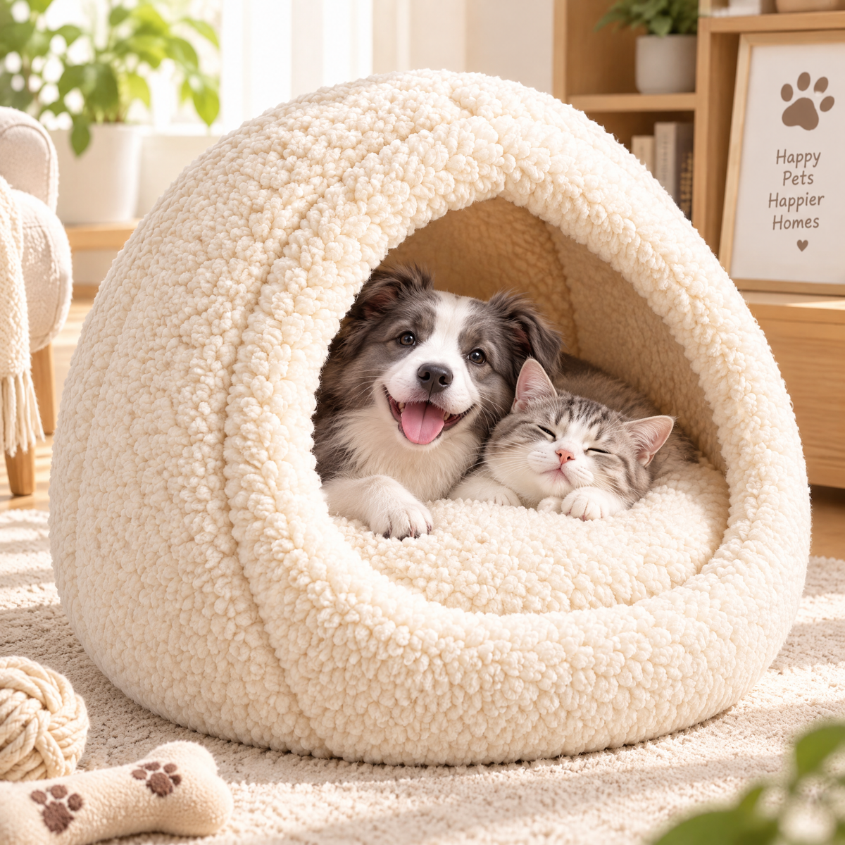 Cream Pet Cave Bed