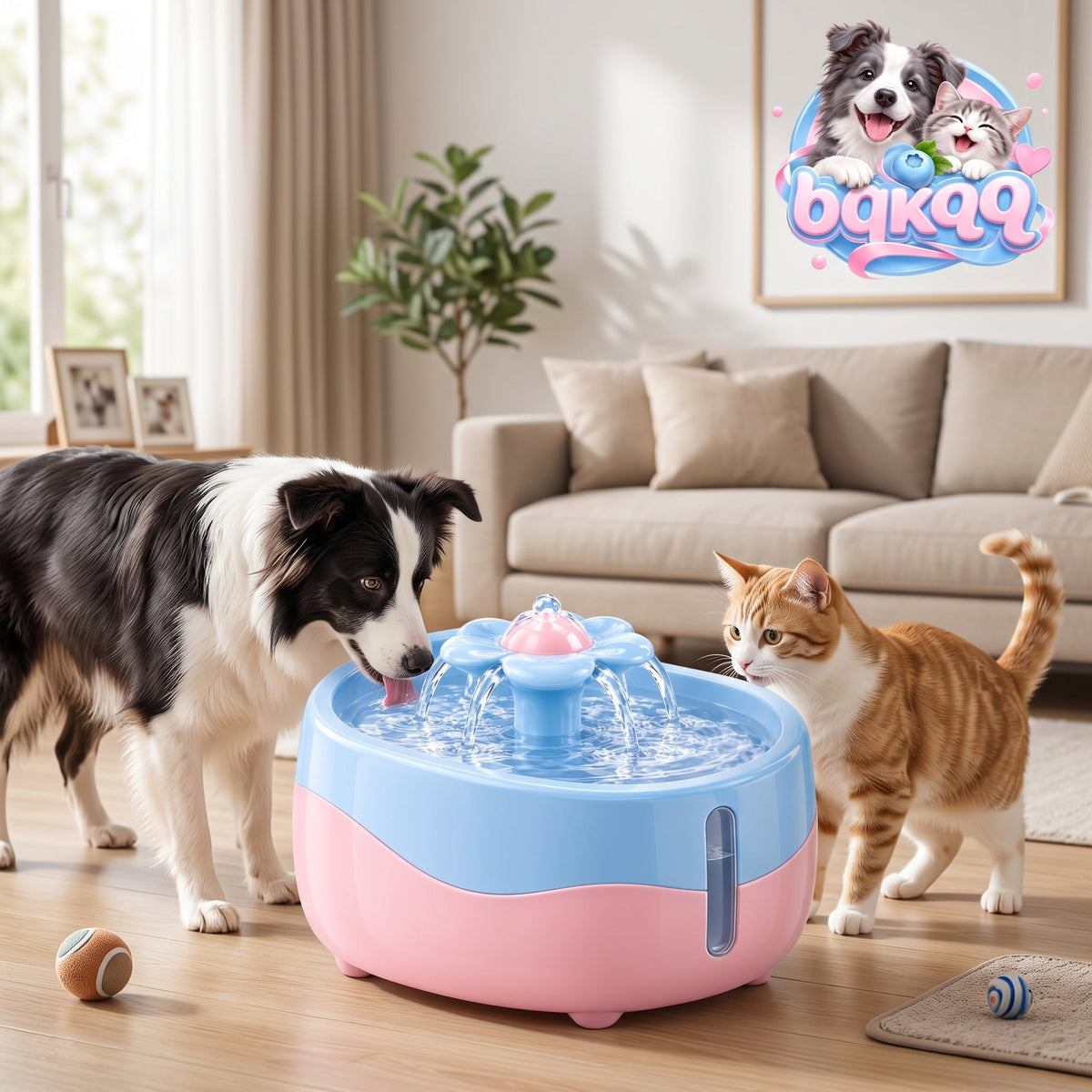 Pink and Blue Pet Water Fountain