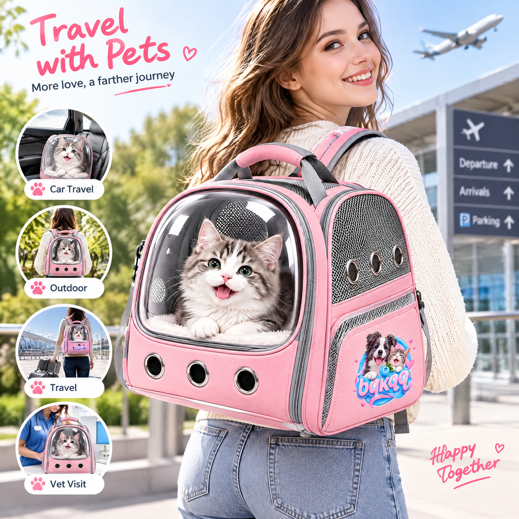 Pink Bubble-Window Pet Backpack