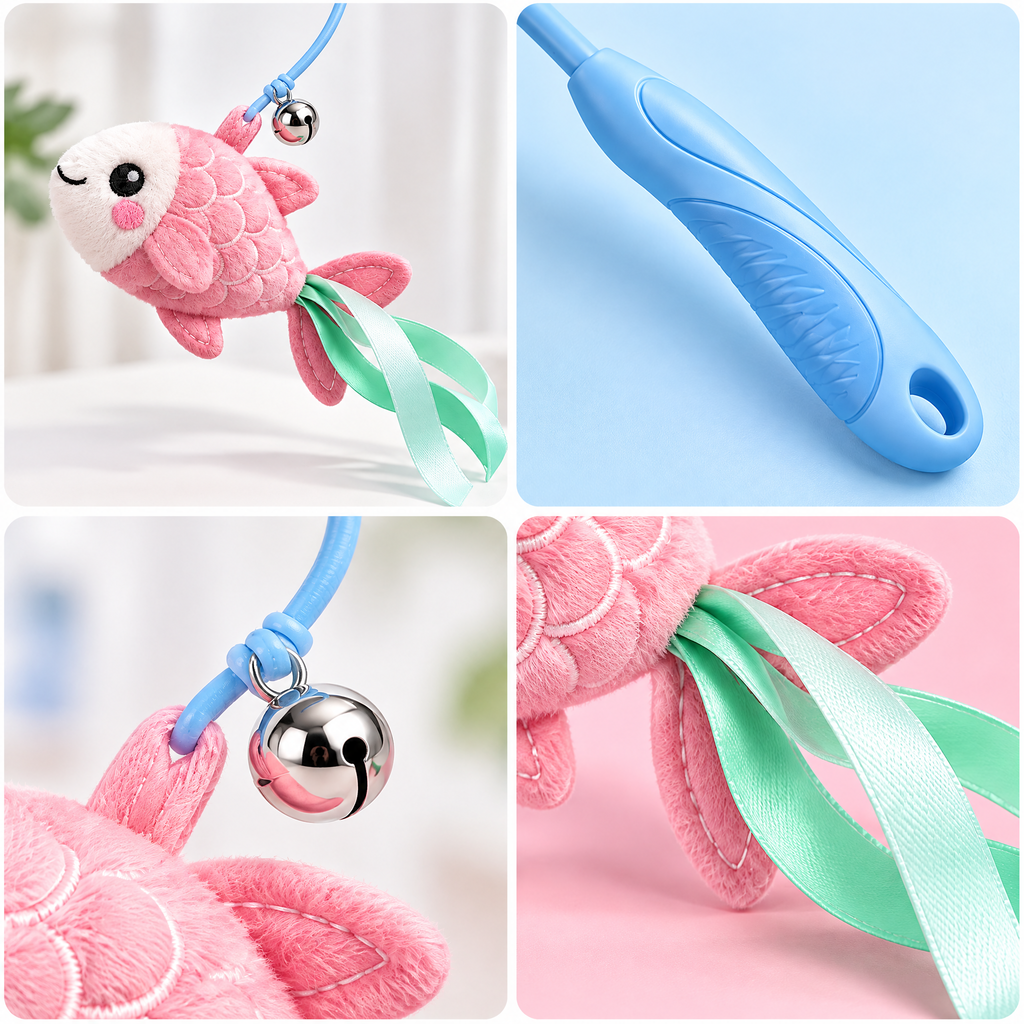 Fish Teaser Wand Cat Toy