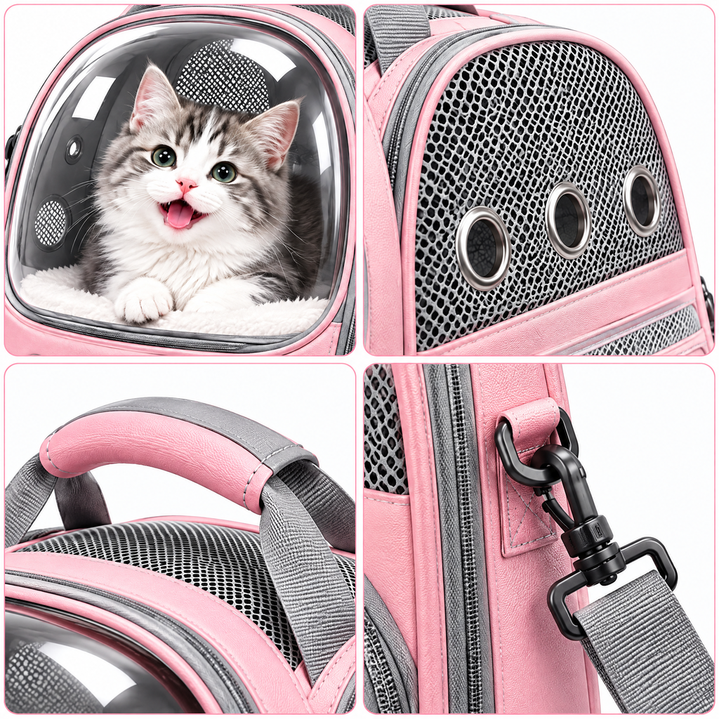 Pink Bubble-Window Pet Backpack
