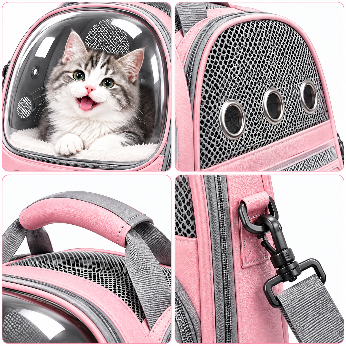 Pink Bubble-Window Pet Backpack