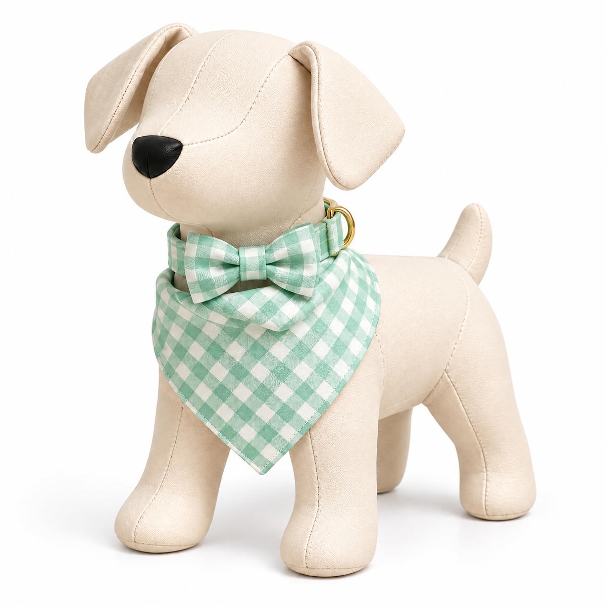 Mint Gingham Dog Bandana