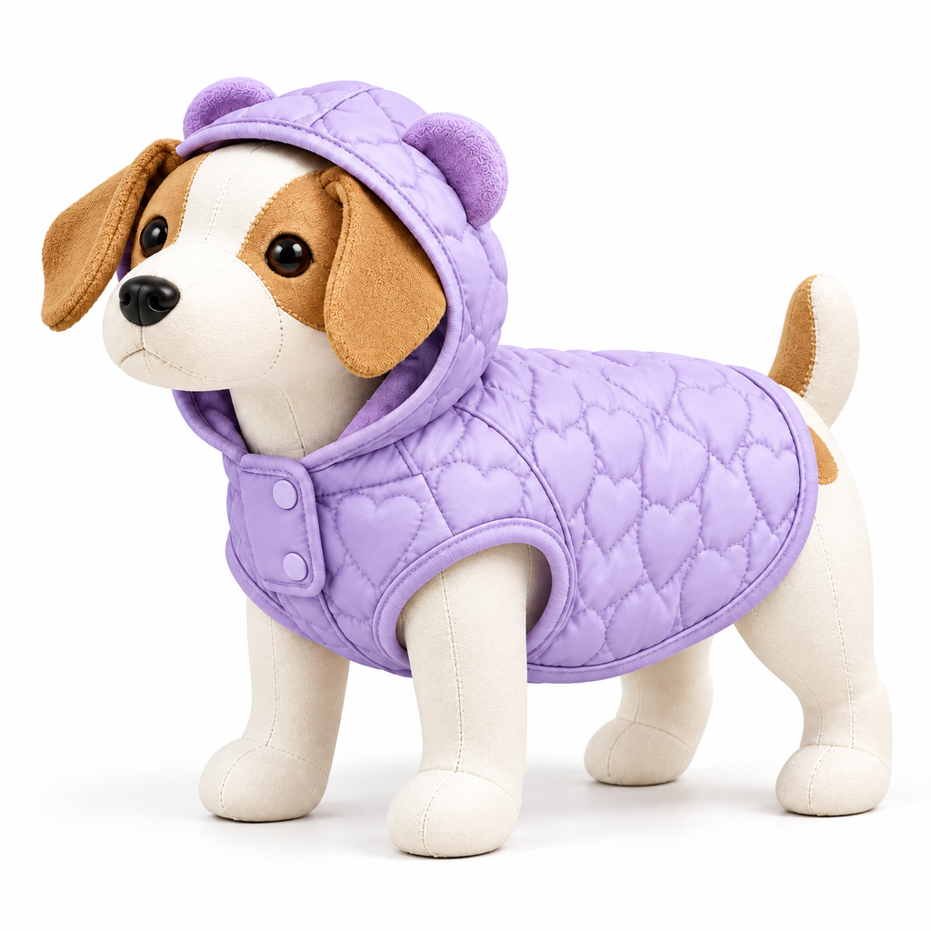 Pink Quilted Hooded Dog Jacket