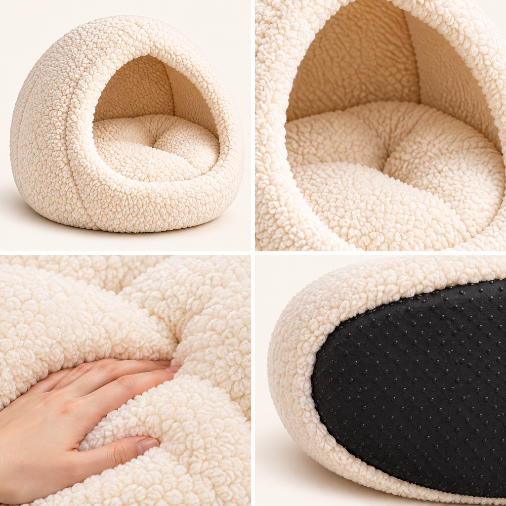 Cream Pet Cave Bed