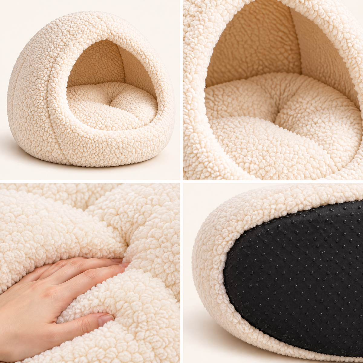 Cream Pet Cave Bed