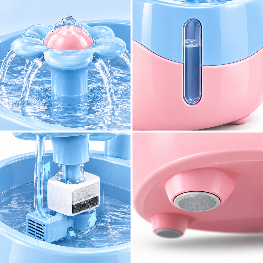 Pink and Blue Pet Water Fountain