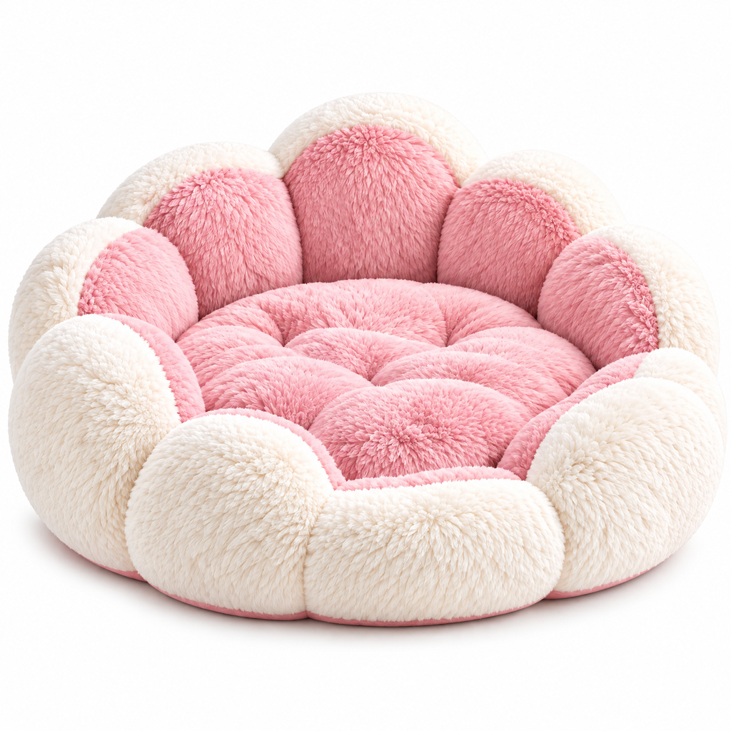 Pink and Cream Flower Pet Bed