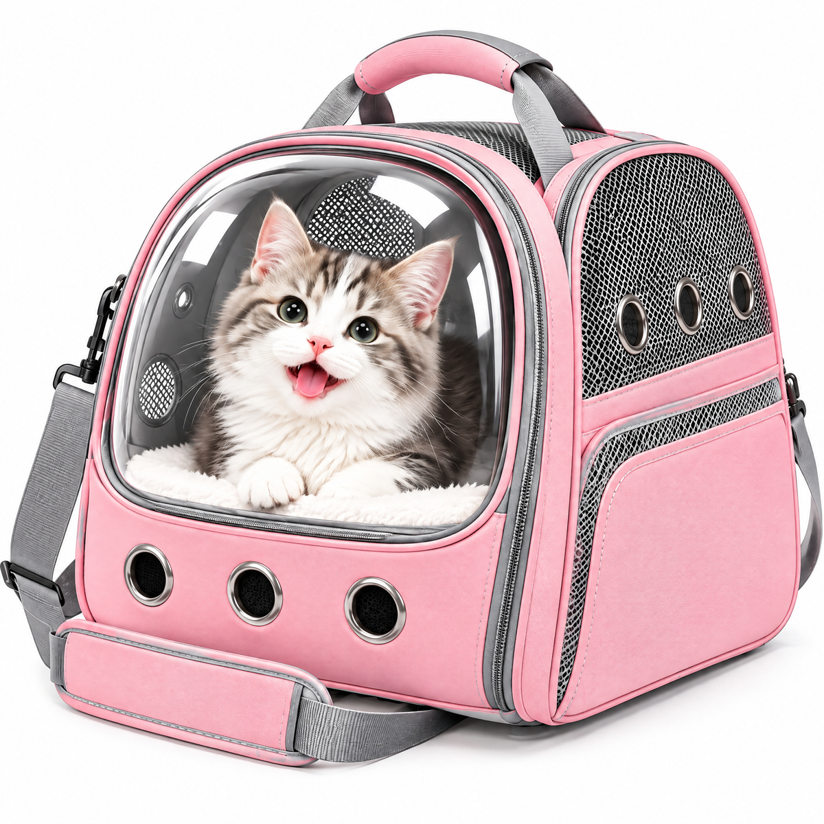 Pink Bubble-Window Pet Backpack