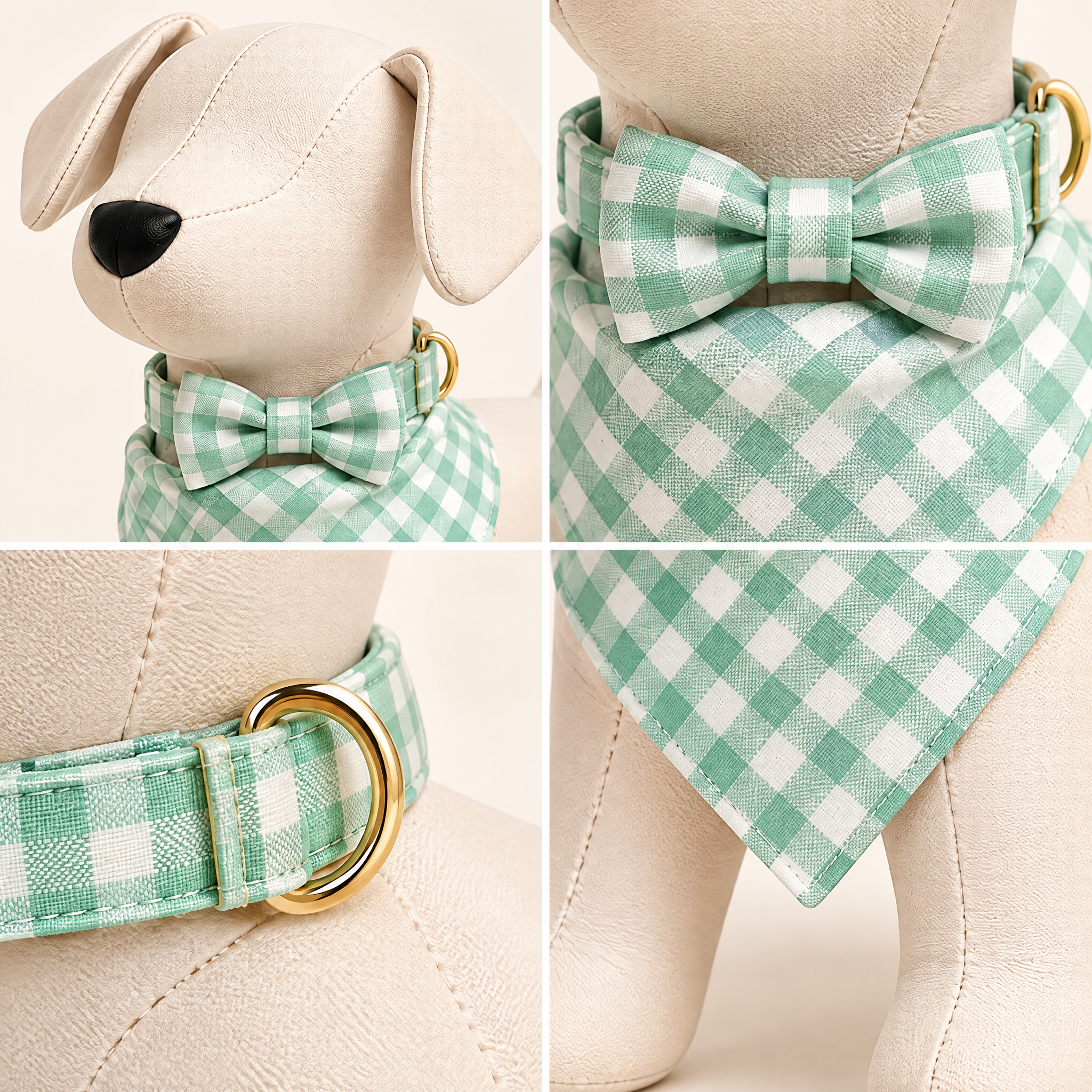 Mint Gingham Dog Bandana alternate view