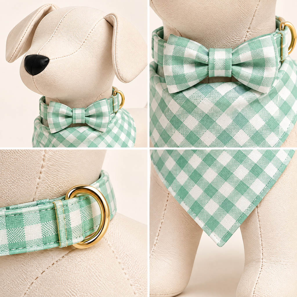 Mint Gingham Dog Bandana