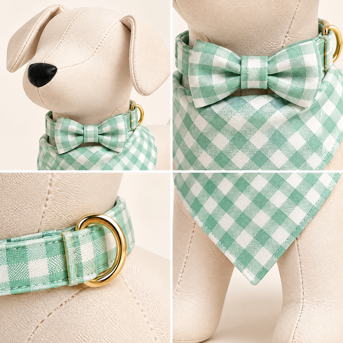 Mint Gingham Dog Bandana